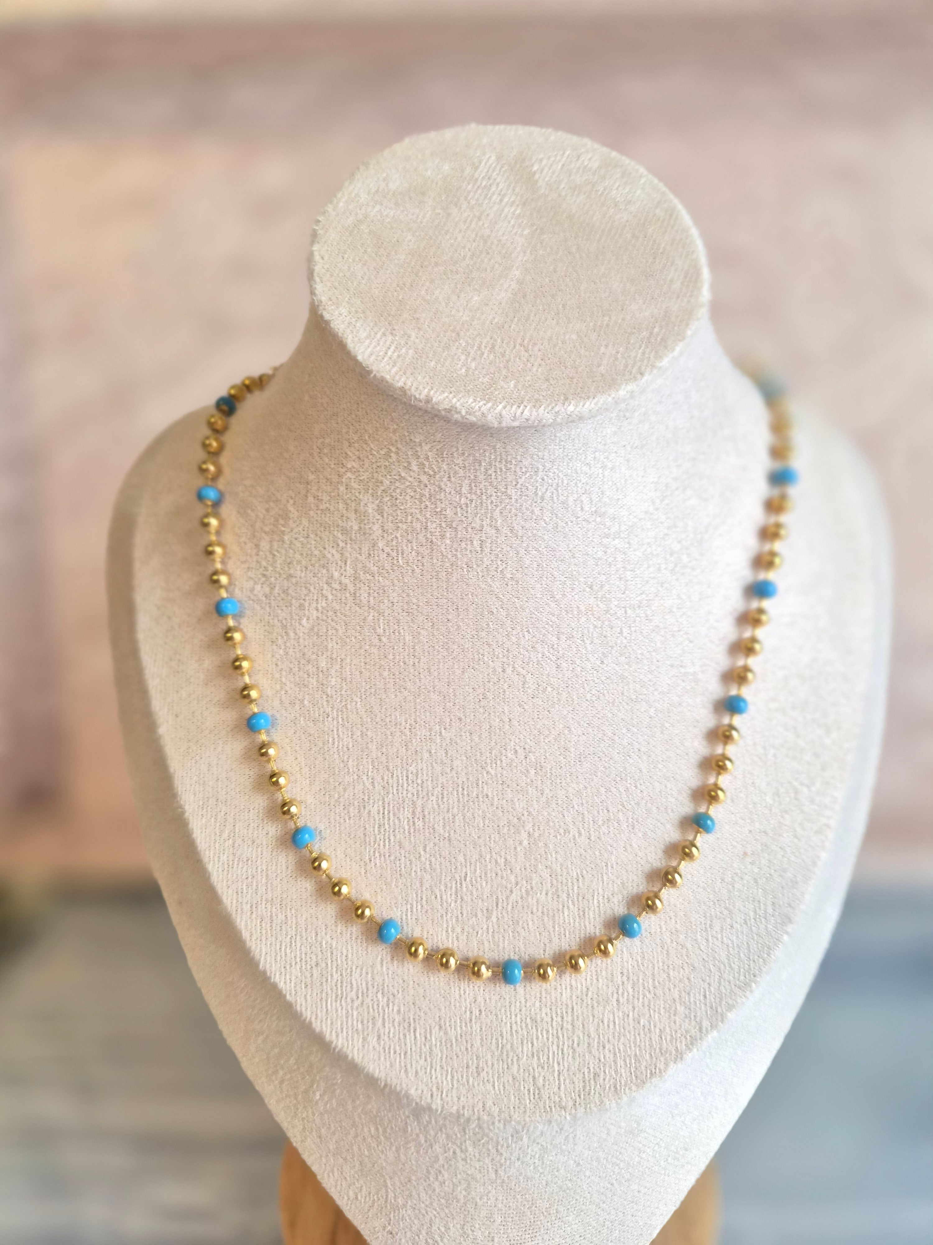 Gold Blue Necklace