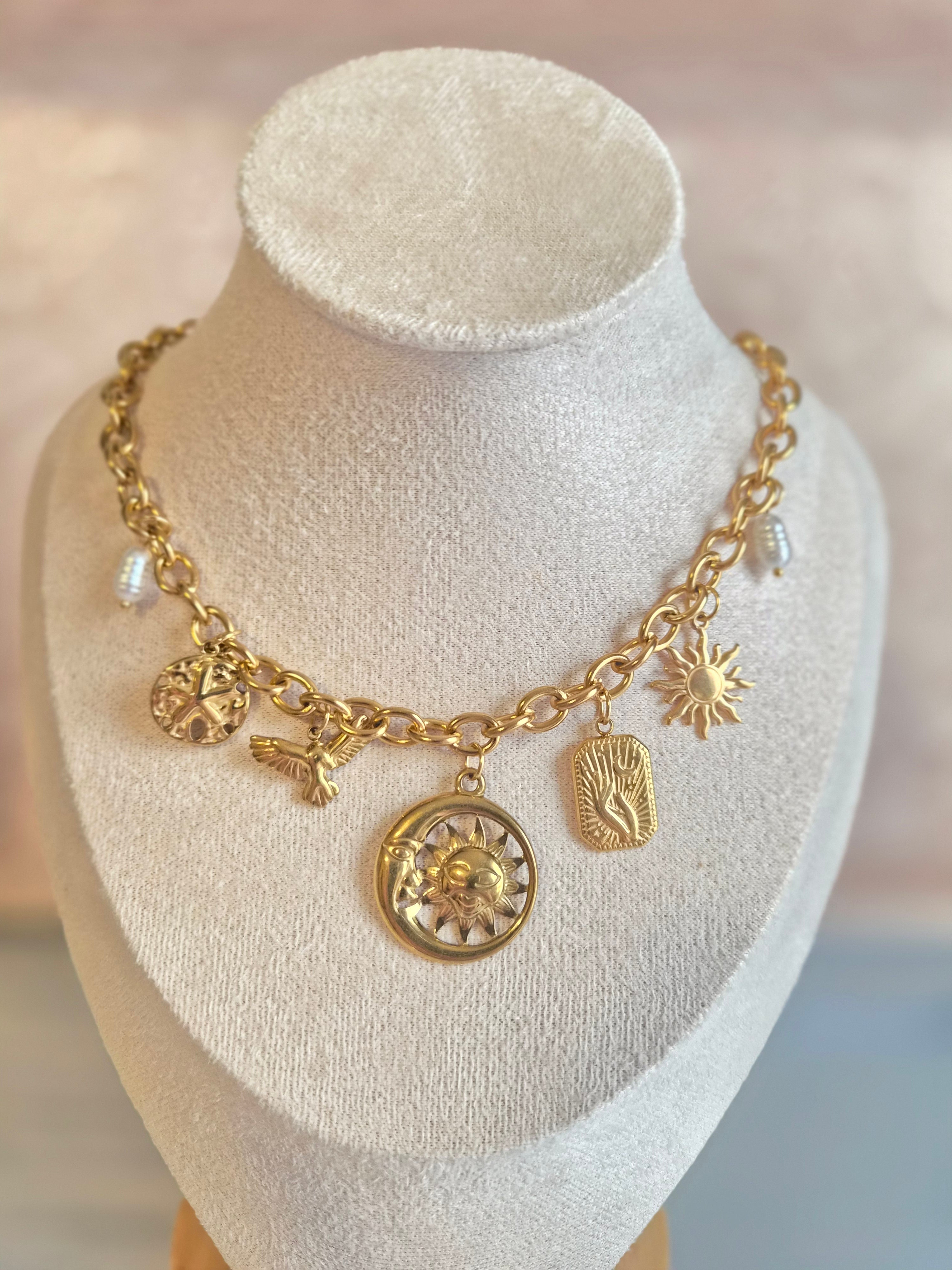 Sun and Moon Gold Necklace
