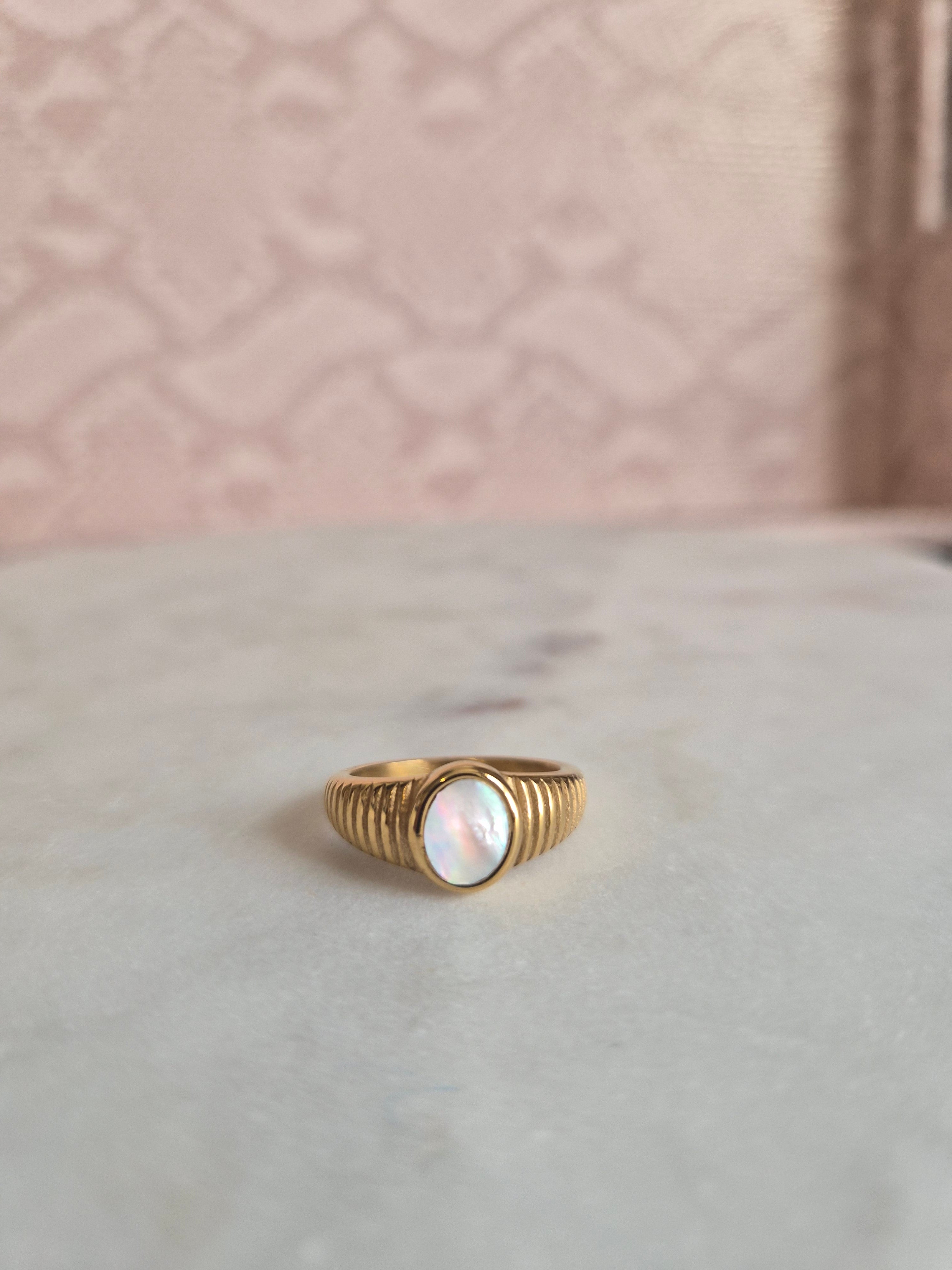 Gold White Ring