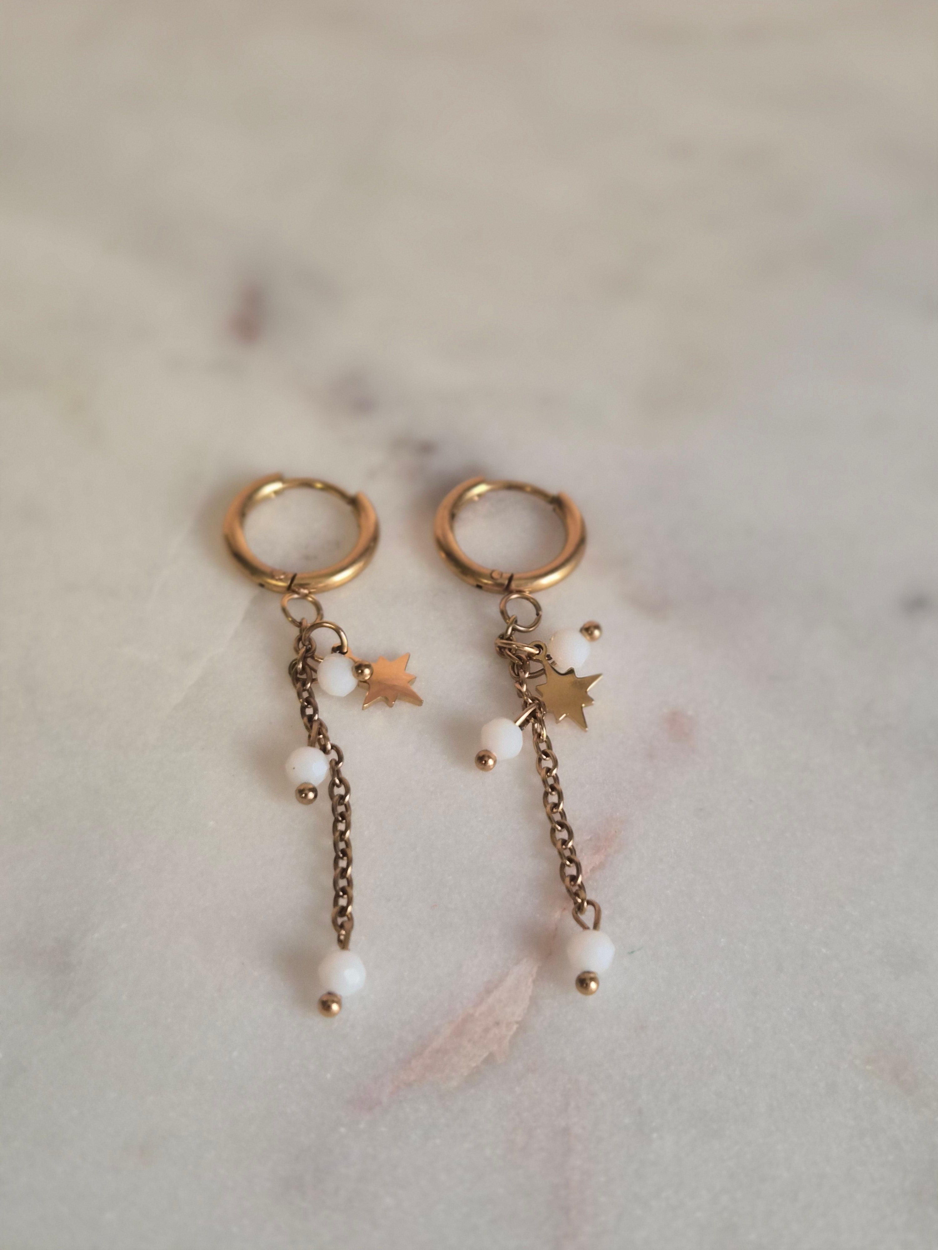 White StarS earings